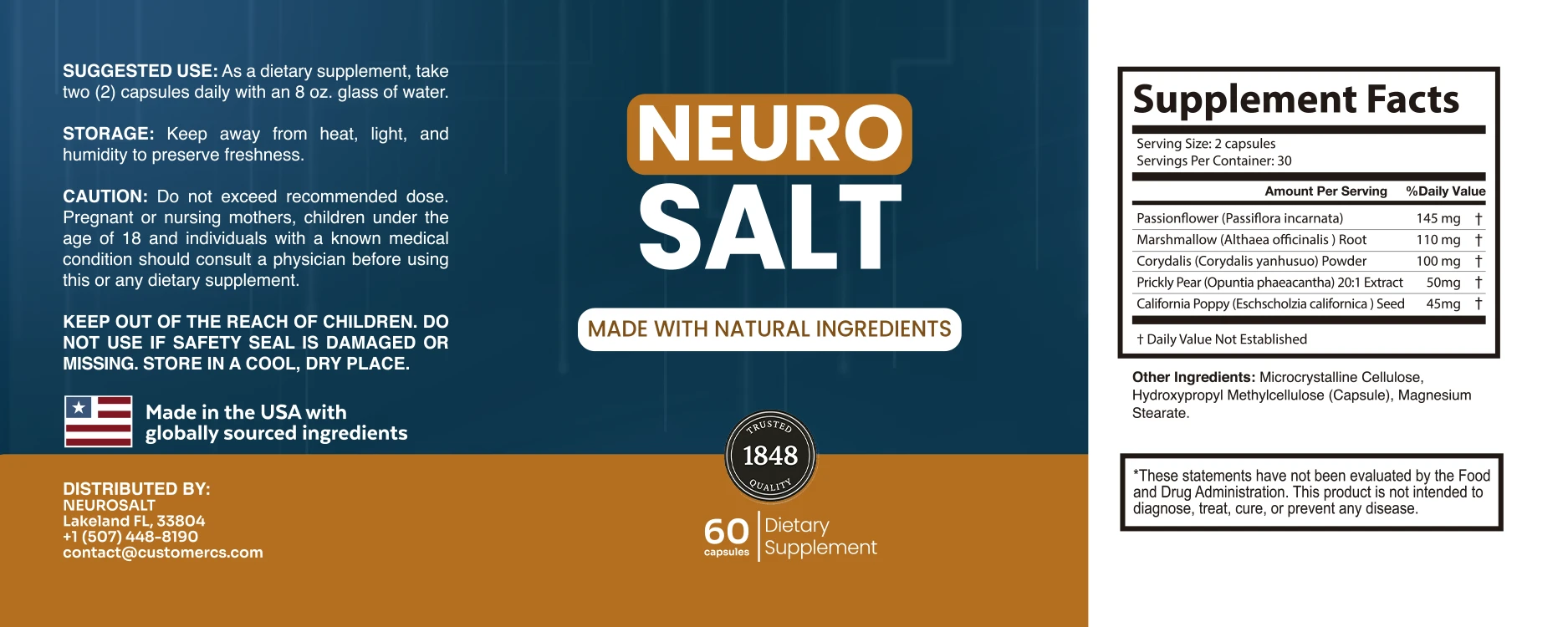 NeuroSalt nerve health formula label